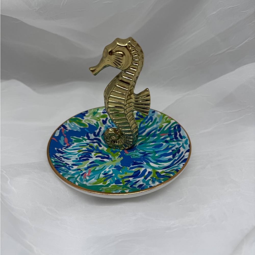 Lilly Pulitzer Gold Seahorse Ceramic Dish